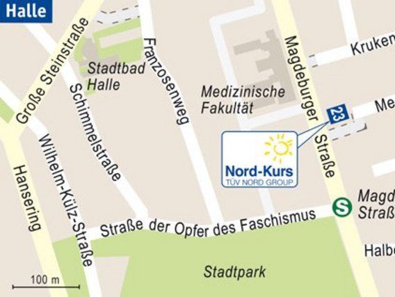 Standortskizze von Nord-Kurs in Halle (Saale), Magdeburger Straße 23.