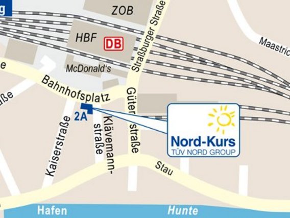Standortskizze von Nord-Kurs in Oldenburg, Bahnhofsplatz 2a.