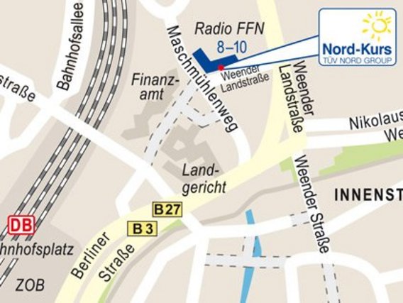 Standortskizze von Nord-Kurs in Göttingen, Maschmühlenweg 10.