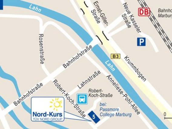 Standortskizze von Nord-Kurs in Marburg, Robert-Koch-Straße 5.