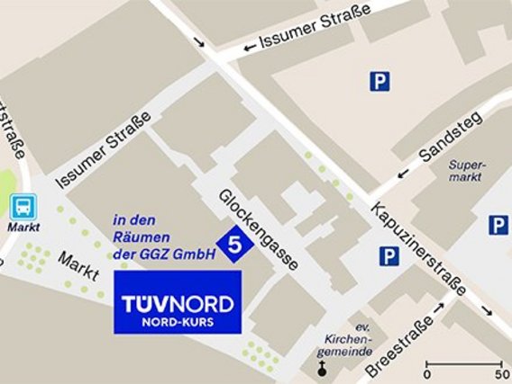 Standortskizze von Nord-Kurs in Geldern, Glockengasse 5.