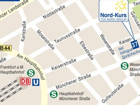 Standortskizze von Nord-Kurs in Frankfurt, Kaiserstraße 37.