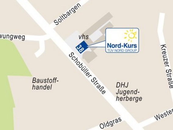 Standortskizze von Nord-Kurs in Husum, Schobüller Straße 38.