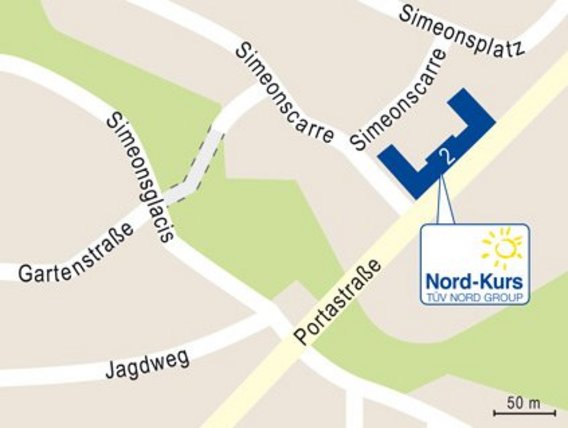 Standortskizze von Nord-Kurs in Minden, Simeonscarré 2.