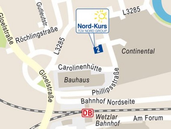 Standortskizze von Nord-Kurs in Wetzlar, Philipsstraße 2.