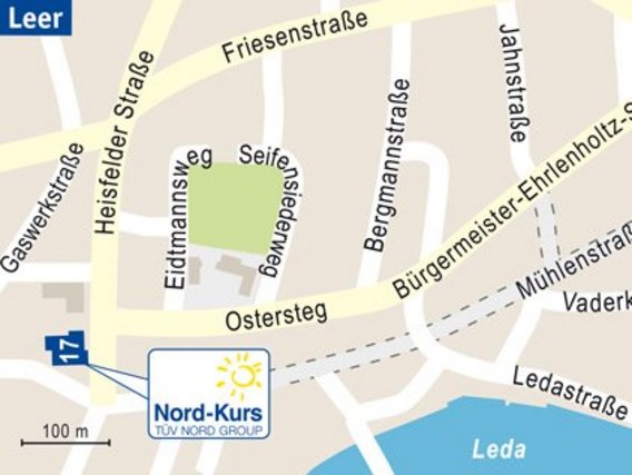 Standortskizze von Nord-Kurs in Leer, Heisfelder Straße 17.