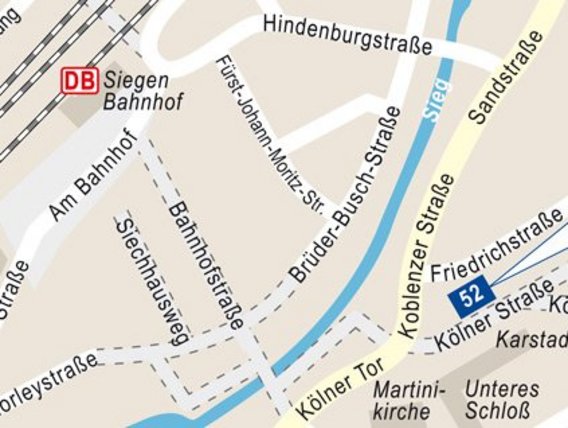 Standortskizze von Nord-Kurs in Siegen, Kölner Straße 52.