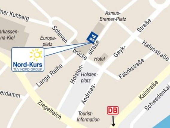 Standortskizze von Nord-Kurs in Kiel, Holstenstraße 84.