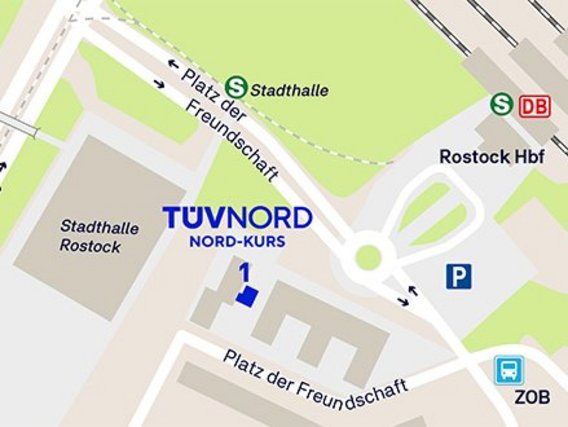 Standortskizze von Nord-Kurs in Rostock, Platz der Freundschaft 1.