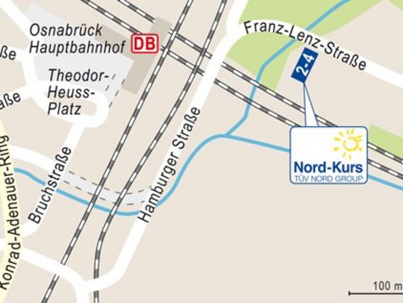 Standortskizze von Nord-Kurs in Osnabrück, Franz-Lenz-Straße 2.