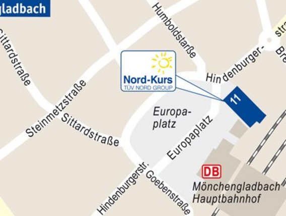 Standortskizze von Nord-Kurs in Mönchengladbach, Europaplatz 11.