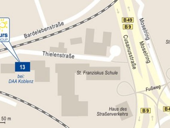 Standortskizze von Nord-Kurs in Koblenz, Thielenstraße 13.