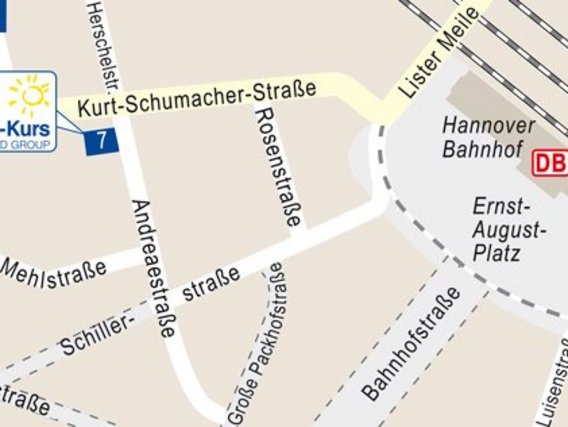 Standortskizze von Nord-Kurs in Hannover, Andreaestraße 7.