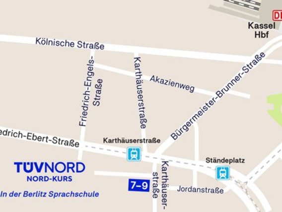 Standortskizze von Nord-Kurs in Kassel, Karthäuserstraße 7-9.