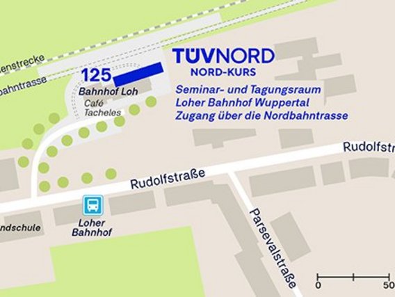 Standortskizze von Nord-Kurs in Wuppertal, Rudolfstraße 125.