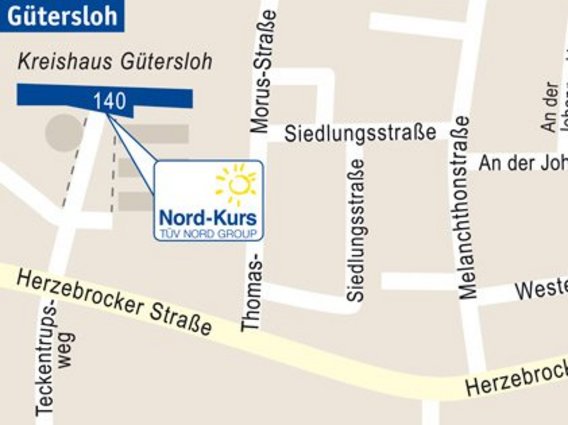 Standortskizze von Nord-Kurs in Gütersloh, Herzebrocker Straße 140.