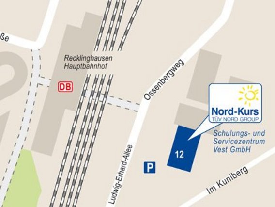 Standortskizze von Nord-Kurs in Recklinghausen, Ludwig-Erhard-Allee 12.